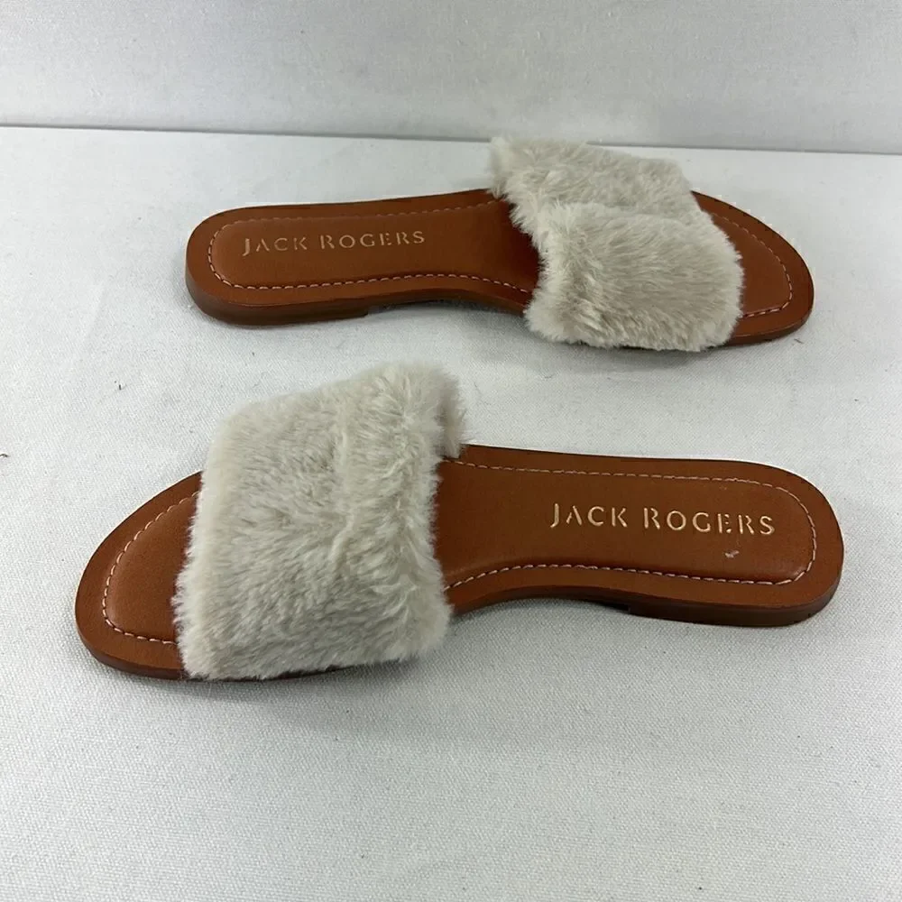 Jack Rogers Faux Fur Sabrina Slide Sandal Natural size 6.5 - Picture 4 of 7